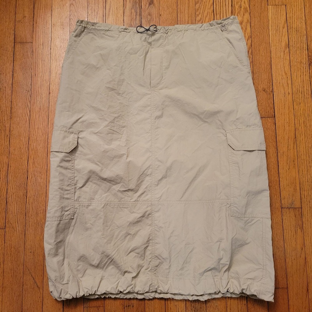 Old Navy XLT Khaki Nylon Quick Dry Cargo Midi Parachute Skirt Hiking Athletic